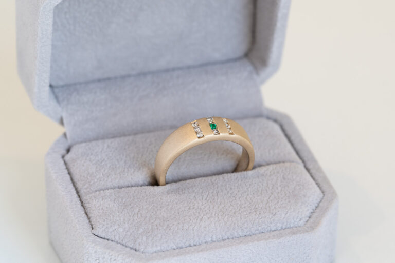 Custom Emerald and Diamond Rings for Siblings